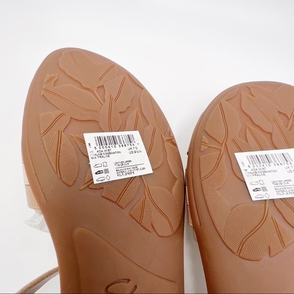 Clarks Size 9.5 Ada Mist Tan Beige Blush Pink Praline Leather Sandals Shoes - Picture 11 of 14